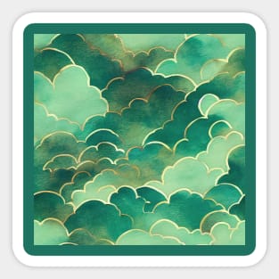 Green tones clouds pattern Sticker